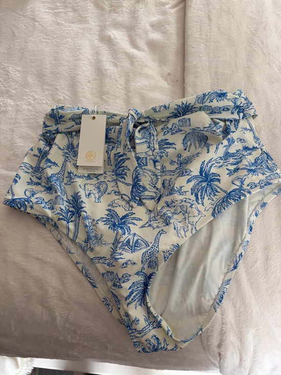 Tory Burch Other - Tory Burch Blue and White High-Waist boy shorts bikini xl  with Toile Print